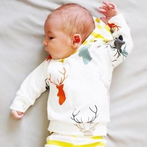 Boutique Baby Boy Deer 2pc Outfit Hoodie Pants